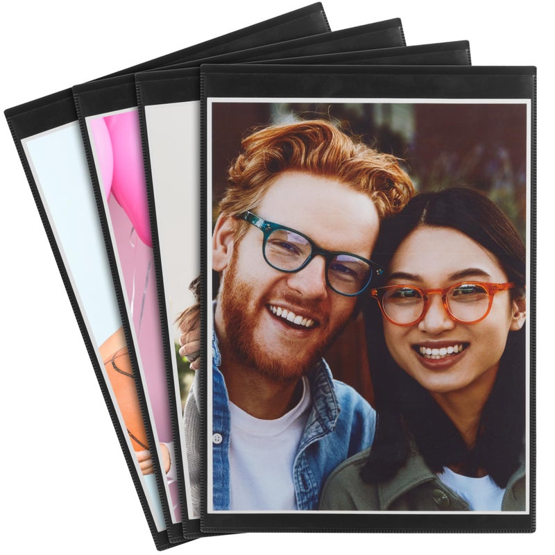 Juvale Magnetic Picture Frames for Refrigerator - Magnet Frames for Refrigerator with Full Magnetic Backing - Fridge Artwork Display & Photo Holder - Fridge Artwork Magnets - 4 Pack, 8.5" x 11", Black - Image 1
